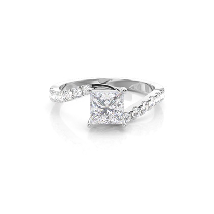 Prong Round Side Stone Moissanite Engagement Ring