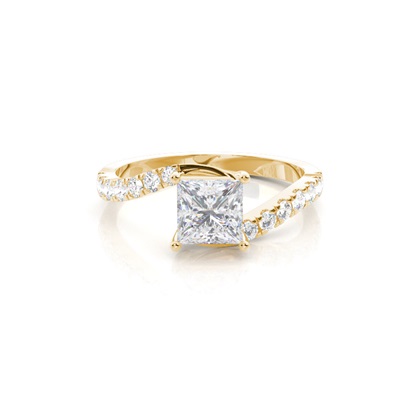 Prong Round Side Stone Moissanite Engagement Ring
