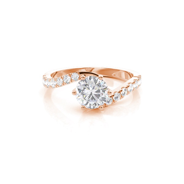 Prong Round Side Stone Moissanite Engagement Ring