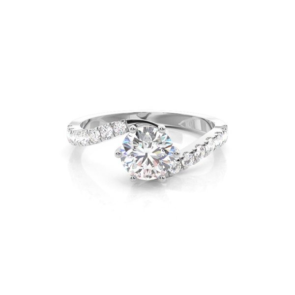 Prong Set Round Side Stone Diamond Engagement Ring
