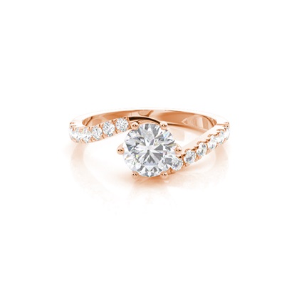 Prong Round Side Stone Moissanite Engagement Ring