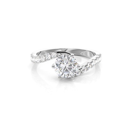 Prong Round Side Stone Moissanite Engagement Ring