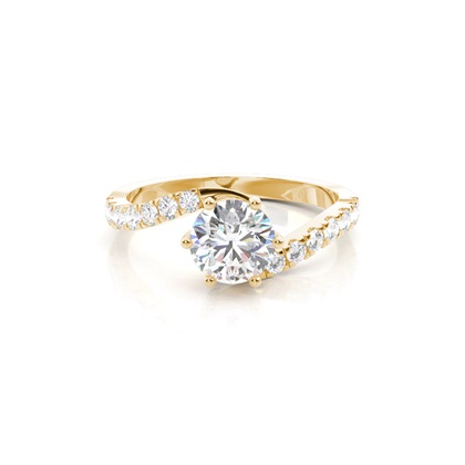 Prong Set Round Side Stone Diamond Engagement Ring