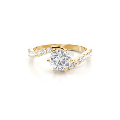 Prong Round Side Stone Moissanite Engagement Ring