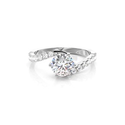 Prong Set Round Side Stone Diamond Engagement Ring