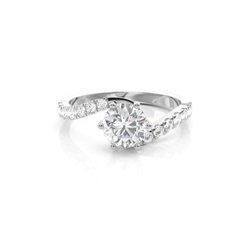 Prong Round Side Stone Moissanite Engagement Ring