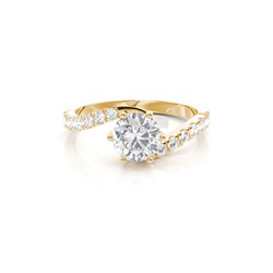 Prong Round Side Stone Moissanite Engagement Ring