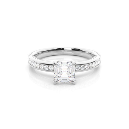 Asscher Side Stone Diamond Rings