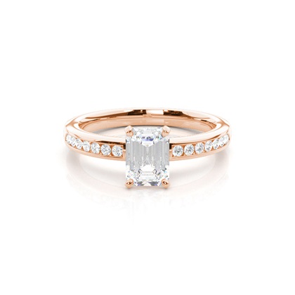 Emerald Rose Gold Simple Diamond Engagement Rings