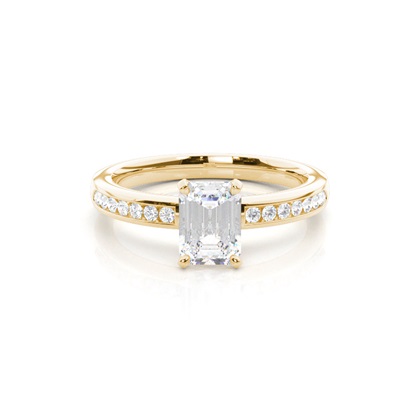Emerald Yellow Gold Simple Diamond Engagement Rings