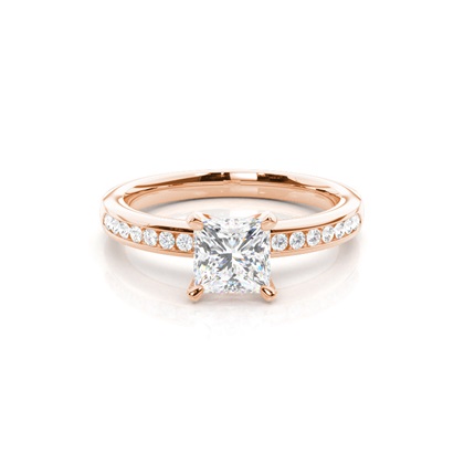 Princess Rose Gold Simple Diamond Engagement Rings
