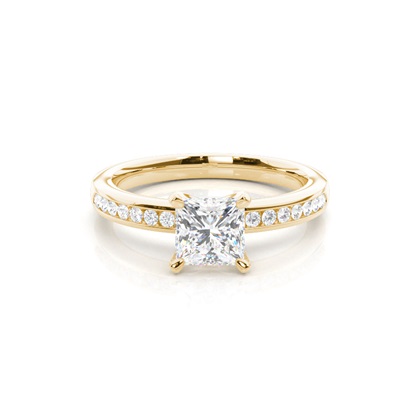 Princess Yellow Gold Simple Diamond Engagement Rings
