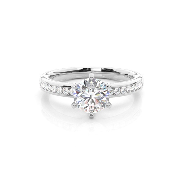 Prong Set Round Side Stone Diamond Engagement Ring