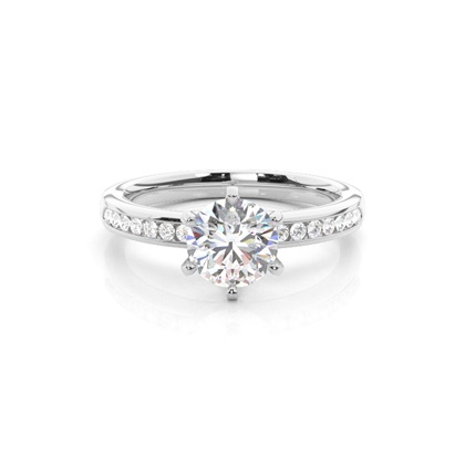 Prong Set Round Side Stone Diamond Engagement Ring