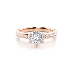 Prong Set Round Side Stone Diamond Engagement Ring