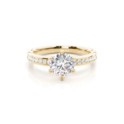 Prong Set Round Side Stone Diamond Engagement Ring