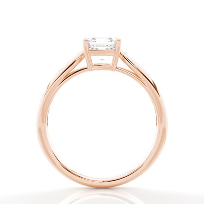 Asscher Rose Gold Side Stone Diamond Rings