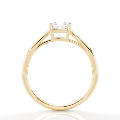 Asscher Yellow Gold Side Stone Diamond Rings