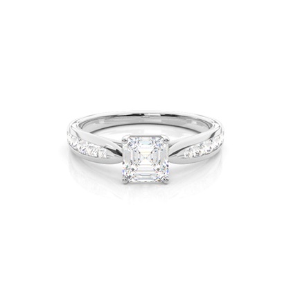 Asscher Side Stone Diamond Rings