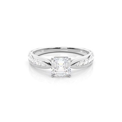 Prong Set Round Side Stone Diamond Engagement Ring