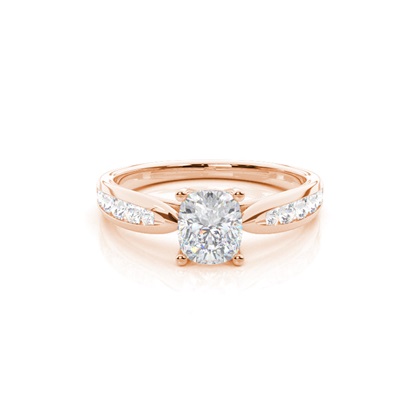 Prong Round Side Stone Moissanite Engagement Ring