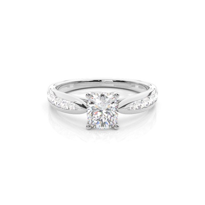 Cushion Side Stone Diamond Rings