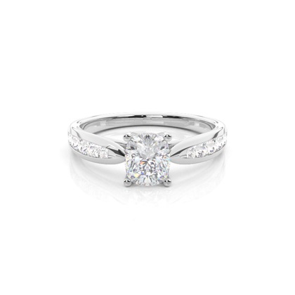 Prong Round Side Stone Moissanite Engagement Ring