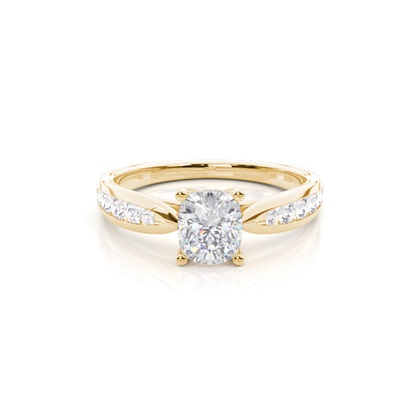 Prong Round Side Stone Moissanite Engagement Ring