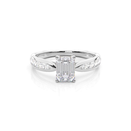 Prong Round Side Stone Moissanite Engagement Ring