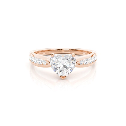 Heart Rose Gold Side Stone Diamond Rings