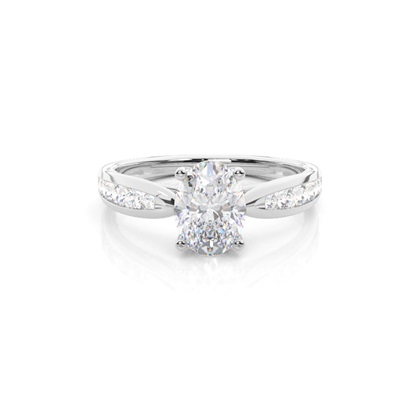 Prong Round Side Stone Moissanite Engagement Ring