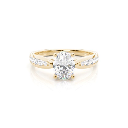 Oval Yellow Gold Side Stone Diamond Rings