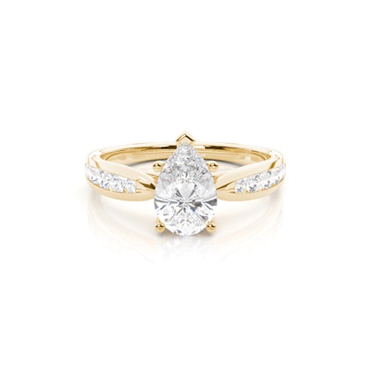 Pear Yellow Gold Side Stone Diamond Rings