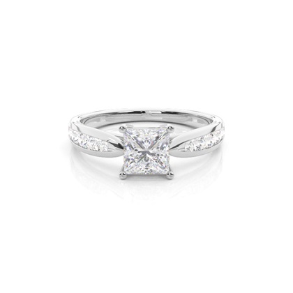 Prong Round Side Stone Moissanite Engagement Ring