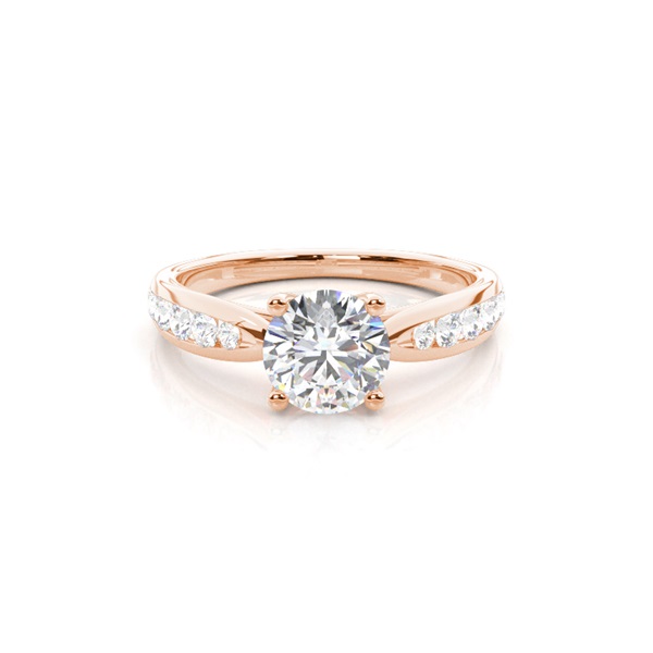 Prong Set Round Side Stone Diamond Engagement Ring