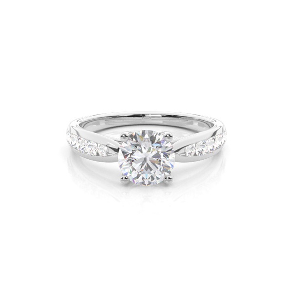 Prong Round Side Stone Moissanite Engagement Ring