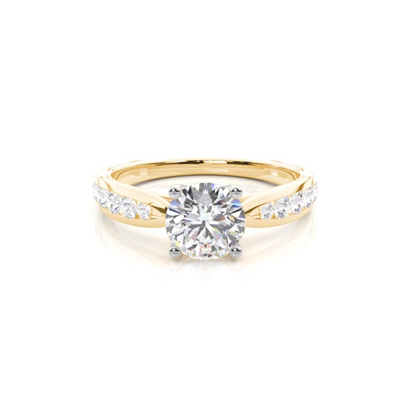 Prong Set Round Side Stone Diamond Engagement Ring