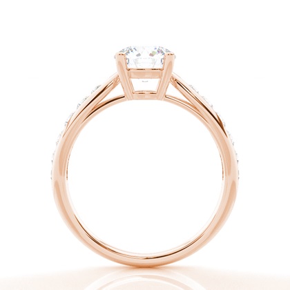 Prong Round Side Stone Moissanit Verlobungsring