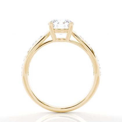 Prong Round Side Stone Moissanit Verlobungsring