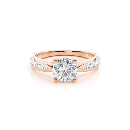Prong Round Side Stone Moissanite Engagement Ring