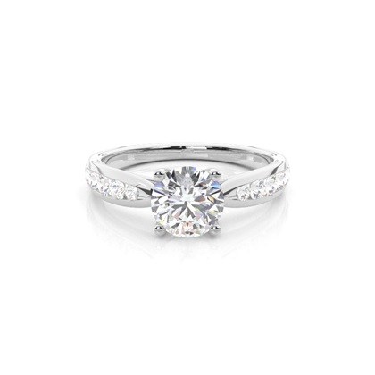Prong Set Round Side Stone Diamond Engagement Ring