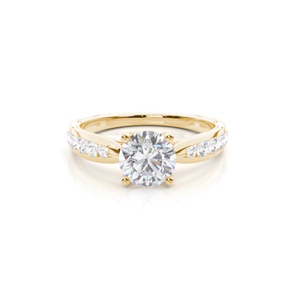 Prong Round Side Stone Moissanite Engagement Ring