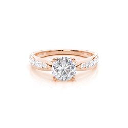 Prong Round Side Stone Moissanite Engagement Ring