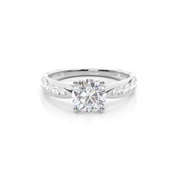 Prong Round Side Stone Moissanite Engagement Ring