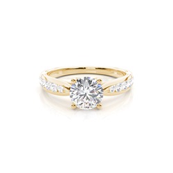 Prong Set Round Side Stone Diamond Engagement Ring