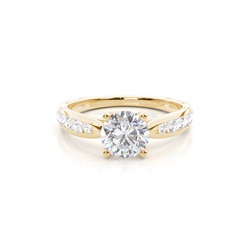 Prong Round Side Stone Moissanite Engagement Ring