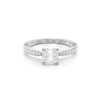 Asscher Side Stone Diamond Rings
