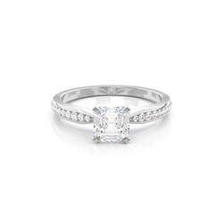 Prong Set Round Side Stone Diamond Engagement Ring