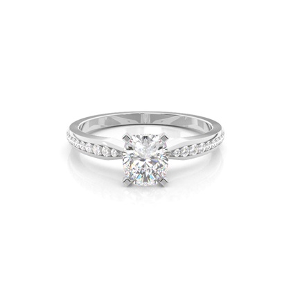 Cushion Side Stone Diamond Rings