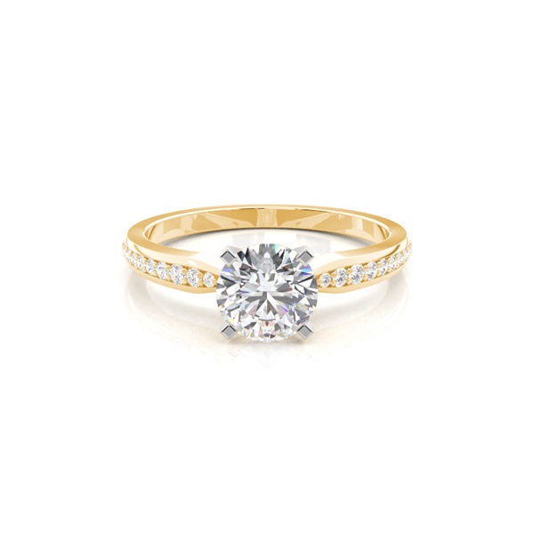 Prong Set Round Side Stone Diamond Engagement Ring